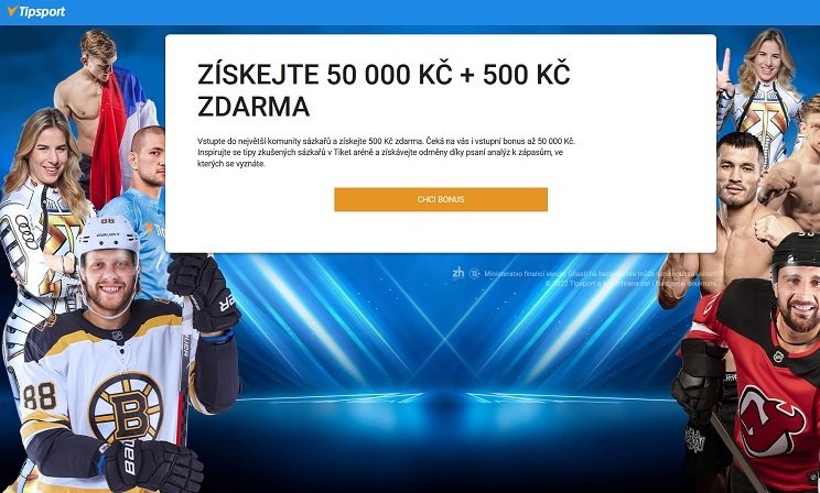 Tipsport bonus – 500 Kč zdarma + 50 000 Kč k prvnímu vkladu