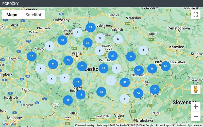 Přehled kamenných poboček Tipsport